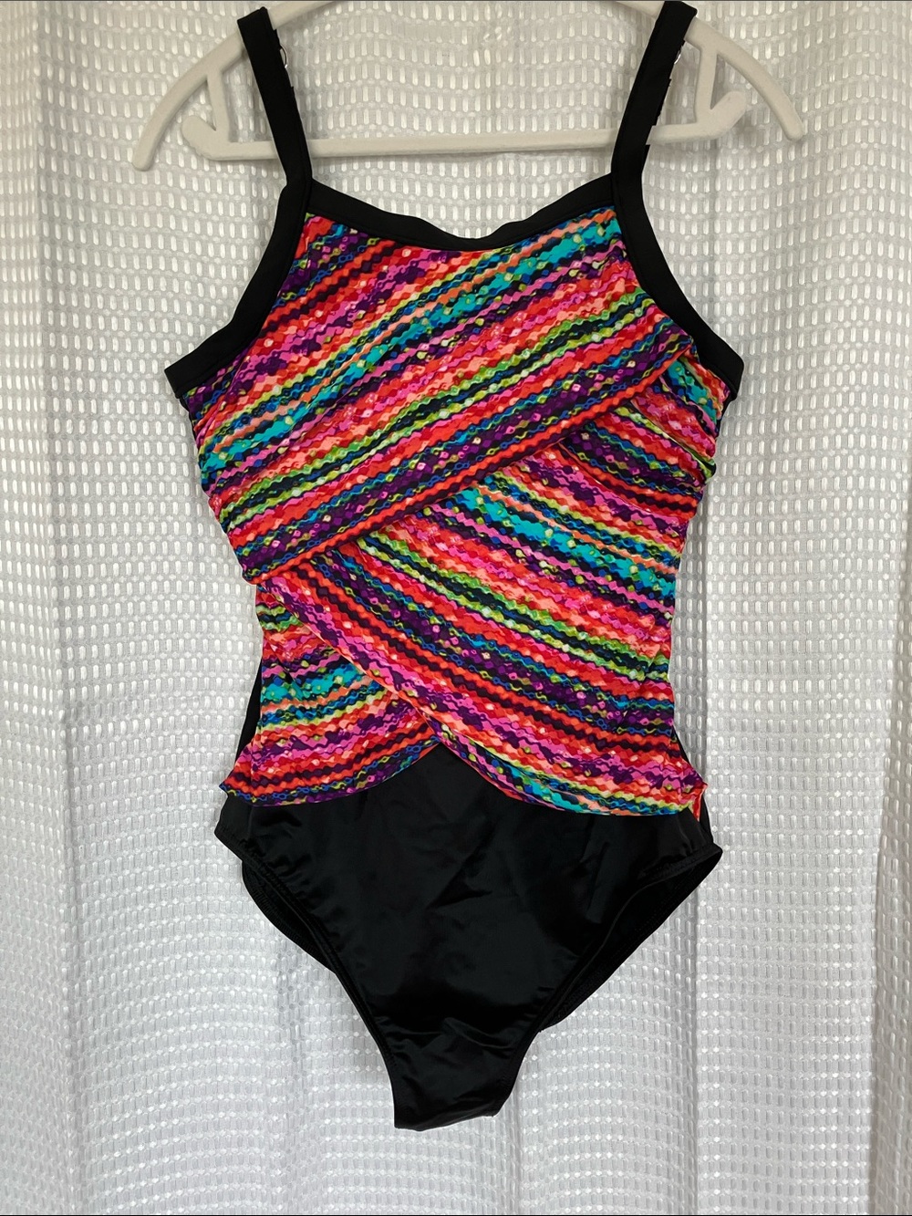 Miraclesuit Geometric Print One Piece Swimsuit Multi Color Adjustable Straps 16